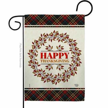 CUADRILATERO 13 x 18.5 in. Thanksgiving Wreath Garden Flag with Fall Double-Sided Decorative Vertical Flags CU3910206